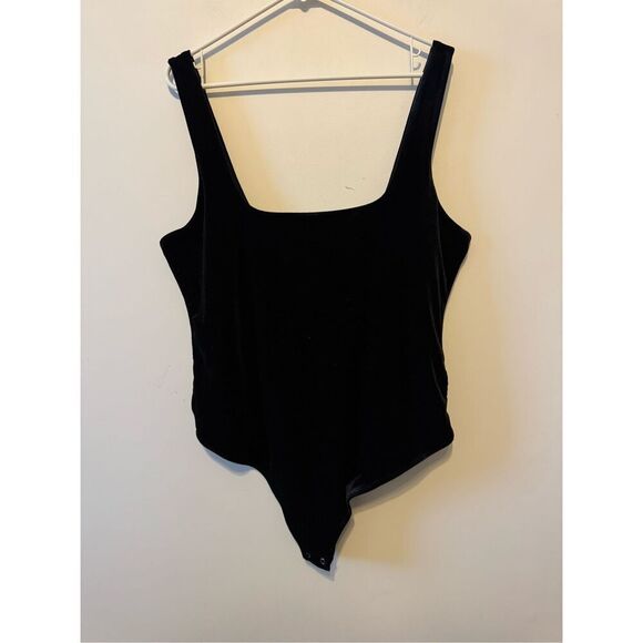 Good American Black Velvet Cheeky Bodysuit Square Neck Size 6=3X or 22-24 NWT - Picture 4 of 13